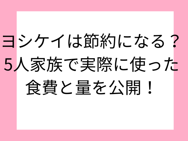 ヨシケイは節約になる？5人家族で実際に使った食費と量を公開！